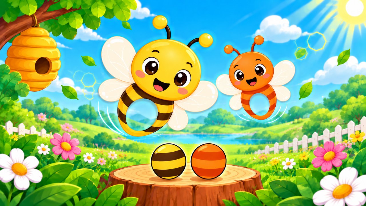 Friendly honey bees ready for a color matching adventure