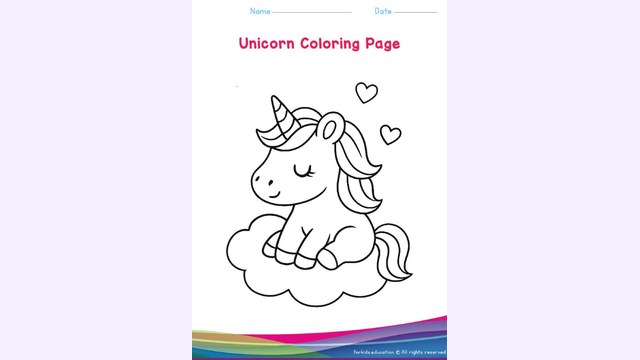 Preview of Free Pretty Unicorn Coloring Pages