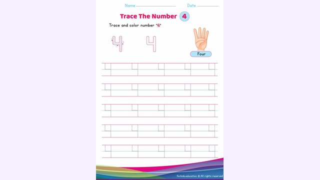 Preview of Number 4 Tracing Worksheet