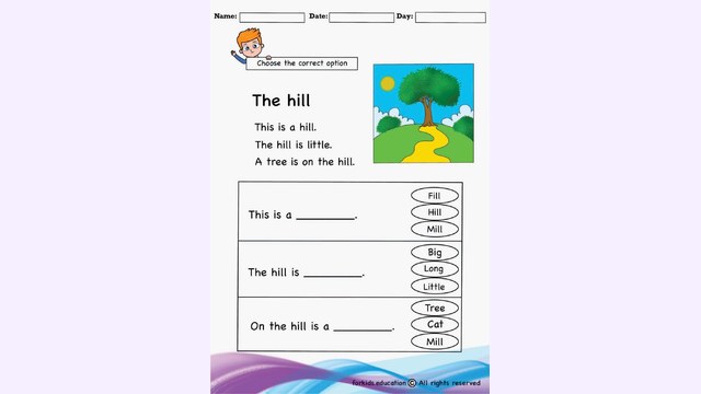 Preview of The Hill | Free PDF Grade 1 Comprehension
