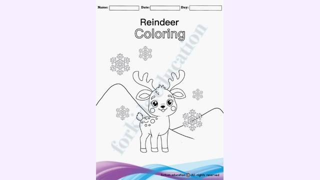 Preview of Free Printable Reindeer Coloring Page (PDF)