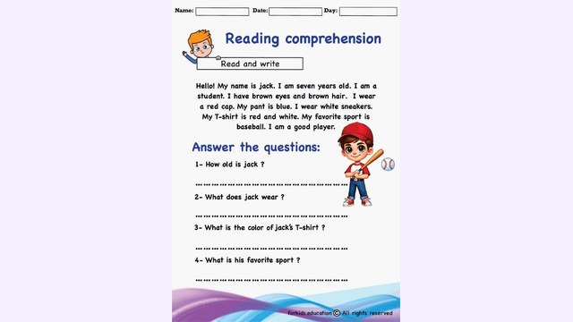 Preview of All About Me | Free PDF Comprehension Worksheet