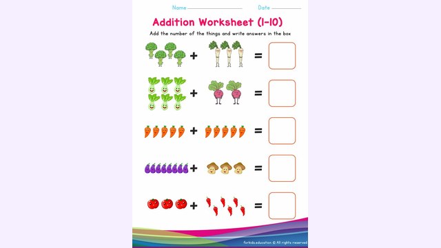 Preview of Add The Numbers Kindergarten Worksheets