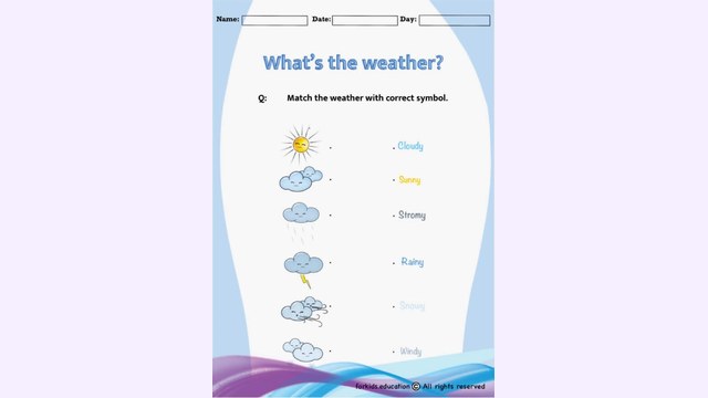 Preview of Learn About Weather | Free Matching Worksheet
