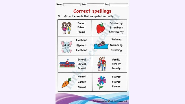 Preview of Choose The Correct Spelling | Free PDF Printable