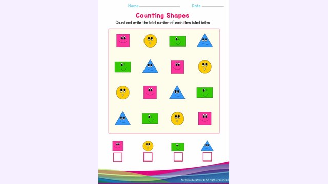 Preview of Count the Numbers Worksheet: Shapes Version