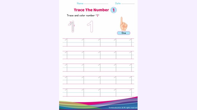 Preview of Number 1 Tracing Worksheet