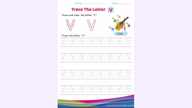 Preview of Uppercase Letter "V" Worksheet