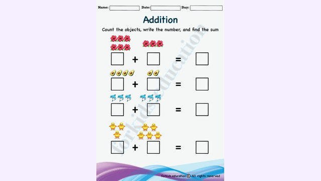 Preview of Addition Worksheets For Kindergarten