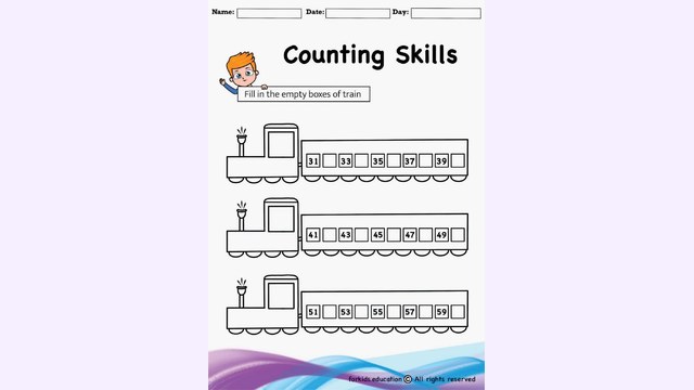 Preview of Missing Numbers 31 to 60 | Free Printable For KG
