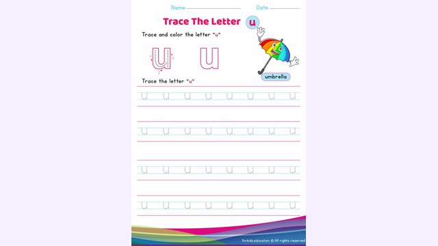Preview of Lowercase Letter "u" Worksheet
